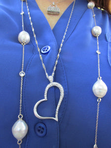 Estate 14KT White Gold .75 CT Pave Diamond Pave Heart Pendant Slide - Legacy Saint Jewelry