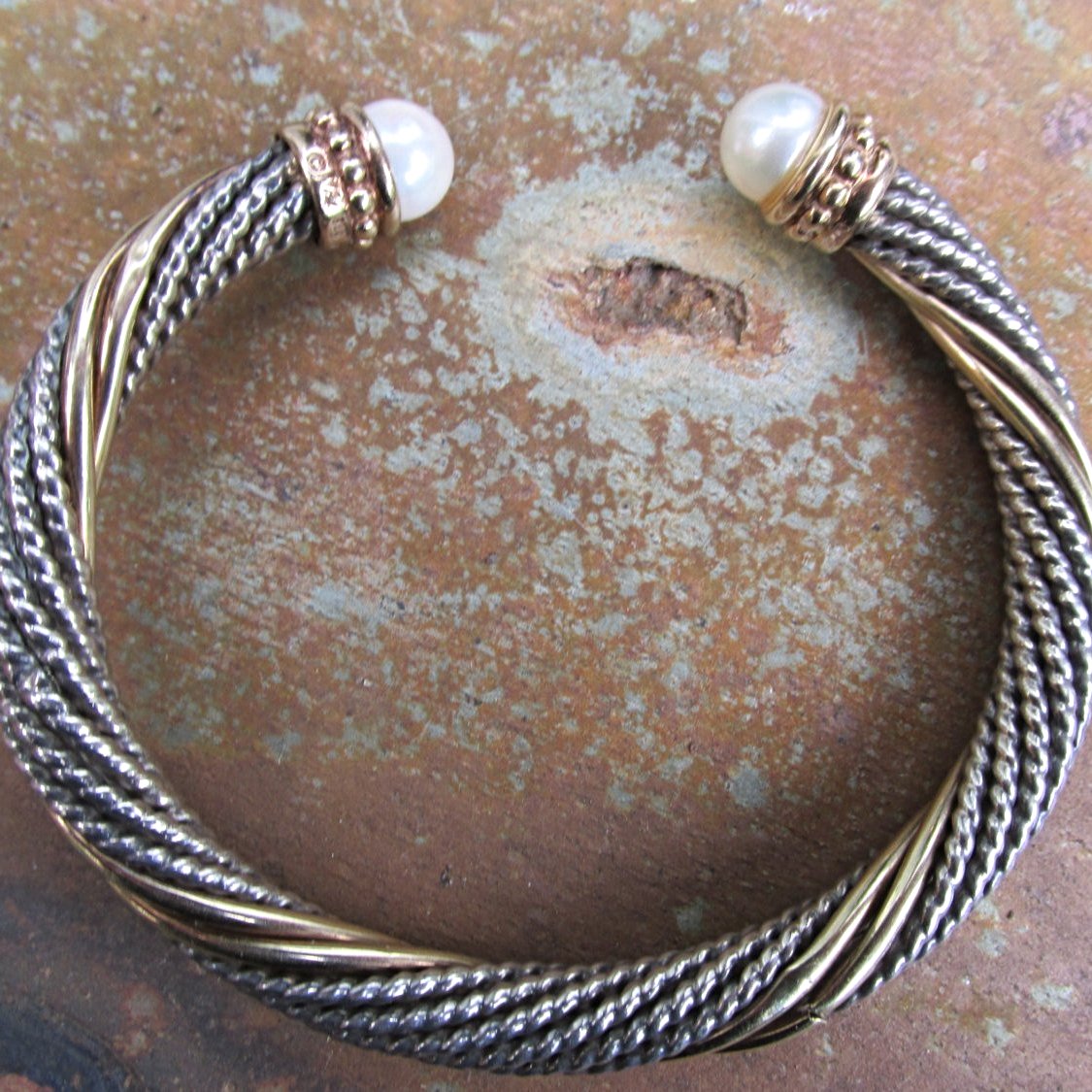 Pearl, shops Gold, and Silver Woven Bracelet