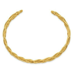 14KT Yellow Gold Interweave Cable Cuff Bracelet, 14KT Yellow Gold Interweave Cable Cuff Bracelet - Legacy Saint Jewelry