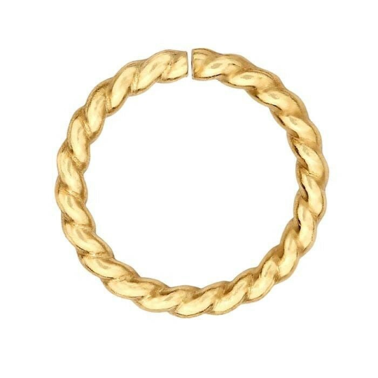 14KT Yellow Gold Twisted Rope Jump Ring 10.6mm, 14KT Yellow Gold Twisted Rope Jump Ring 10.6mm - Legacy Saint Jewelry