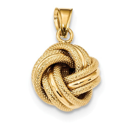 14KT Yellow Gold Textured Love Knot Pendant, 14KT Yellow Gold Textured Love Knot Pendant - Legacy Saint Jewelry
