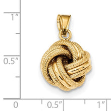 Load image into Gallery viewer, 14KT Yellow Gold Textured Love Knot Pendant, 14KT Yellow Gold Textured Love Knot Pendant - Legacy Saint Jewelry