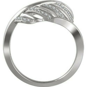 14KT White Gold Pave Diamond Leaf Ring, 14KT White Gold Pave Diamond Leaf Ring - Legacy Saint Jewelry