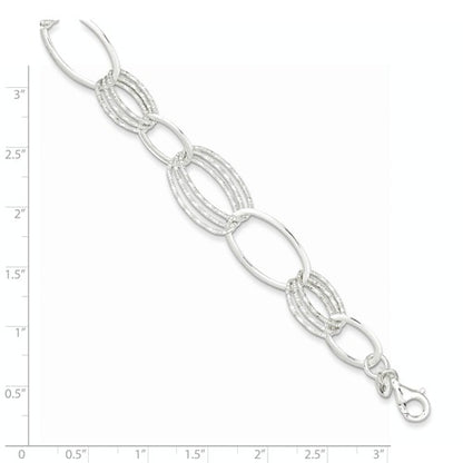 Sterling Silver Textured Oval Link Bracelet, Sterling Silver Textured Oval Link Bracelet - Legacy Saint Jewelry