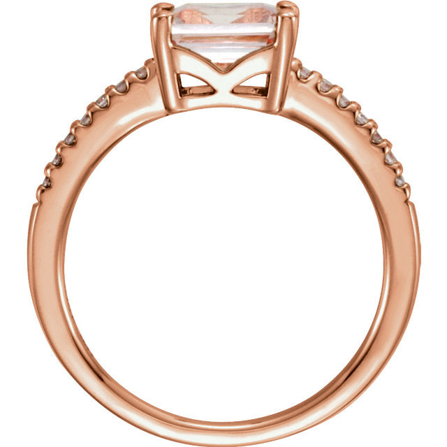 14KT Rose Gold Morganite + Diamond Accented Ring, 14KT Rose Gold Morganite + Diamond Accented Ring - Legacy Saint Jewelry