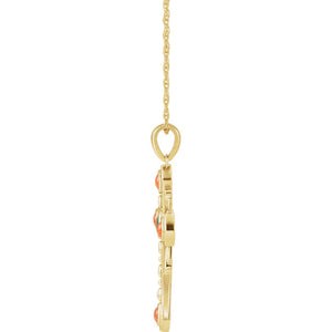 14KT Yellow Gold Multi-Gemstone Vintage-Inspired Cross Necklace 18", 14KT Yellow Gold Multi-Gemstone Vintage-Inspired Cross Necklace 18" - Legacy Saint Jewelry
