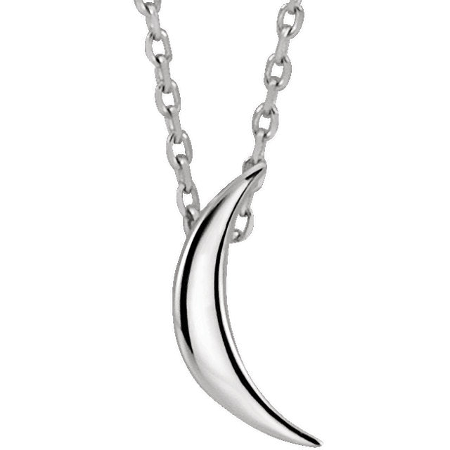 14KT White Gold Crescent Moon Pendant Chain Necklace, 14KT White Gold Crescent Moon Pendant Chain Necklace - Legacy Saint Jewelry