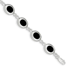 Load image into Gallery viewer, Sterling Silver Fancy Onyx Link Bracelet, Sterling Silver Fancy Onyx Link Bracelet - Legacy Saint Jewelry