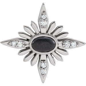 Sterling Silver Onyx + Diamond Celestial Pendant, Sterling Silver Onyx + Diamond Celestial Pendant - Legacy Saint Jewelry