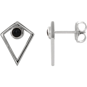 Sterling Silver Onyx Geometric Pyramid Stud Earrings, Sterling Silver Onyx Geometric Pyramid Stud Earrings - Legacy Saint Jewelry