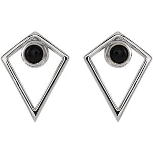 Sterling Silver Onyx Geometric Pyramid Stud Earrings, Sterling Silver Onyx Geometric Pyramid Stud Earrings - Legacy Saint Jewelry