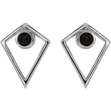 Load image into Gallery viewer, Sterling Silver Onyx Geometric Pyramid Stud Earrings, Sterling Silver Onyx Geometric Pyramid Stud Earrings - Legacy Saint Jewelry