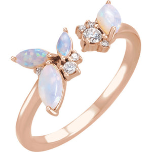 14KT Rose Gold Australian Opal + Diamond Negative Space Ring, 14KT Rose Gold Australian Opal + Diamond Negative Space Ring - Legacy Saint Jewelry