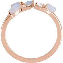 Load image into Gallery viewer, 14KT Rose Gold Australian Opal + Diamond Negative Space Ring, 14KT Rose Gold Australian Opal + Diamond Negative Space Ring - Legacy Saint Jewelry