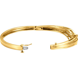 14KT Yellow Gold Weave Hinged Bangle Bracelet, 14KT Yellow Gold Weave Hinged Bangle Bracelet - Legacy Saint Jewelry