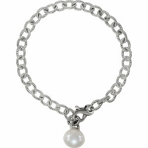 Sterling Silver Patterned Link Paspaley Pearl Bracelet, Sterling Silver Patterned Link Paspaley Pearl Bracelet - Legacy Saint Jewelry
