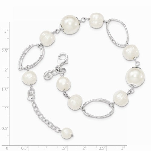Sterling Silver Freshwater Pearl Oval Link Bracelet, Sterling Silver Freshwater Pearl Oval Link Bracelet - Legacy Saint Jewelry