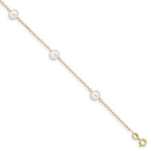 Load image into Gallery viewer, OOO 14KT Yellow Gold Freshwater Pearl Anklet, OOO 14KT Yellow Gold Freshwater Pearl Anklet - Legacy Saint Jewelry