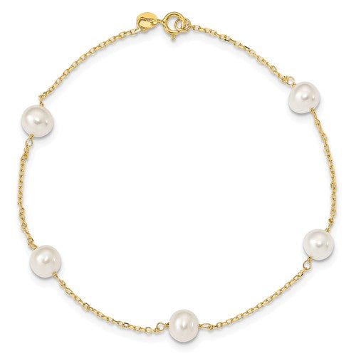 OOO 14KT Yellow Gold Freshwater Pearl Anklet, OOO 14KT Yellow Gold Freshwater Pearl Anklet - Legacy Saint Jewelry