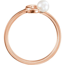 Load image into Gallery viewer, 14KT Rose Gold Freshwater Pearl Crescent Moon Open Ring, 14KT Rose Gold Freshwater Pearl Crescent Moon Open Ring - Legacy Saint Jewelry