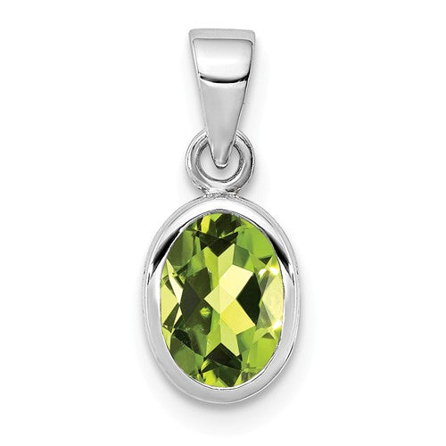 Sterling Silver Oval Peridot Pendant, Sterling Silver Oval Peridot Pendant - Legacy Saint Jewelry