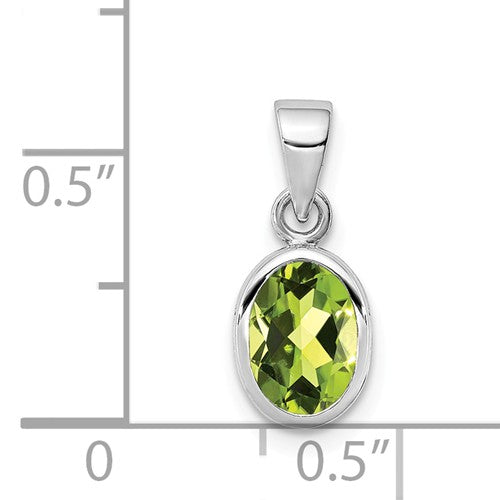 Sterling Silver Oval Peridot Pendant, Sterling Silver Oval Peridot Pendant - Legacy Saint Jewelry