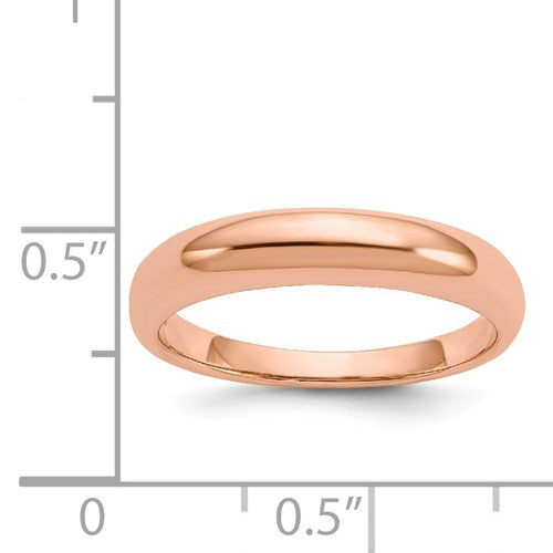 14KT Rose Gold Polished Domed Band Ring 4mm, 14KT Rose Gold Polished Domed Band Ring 4mm - Legacy Saint Jewelry
