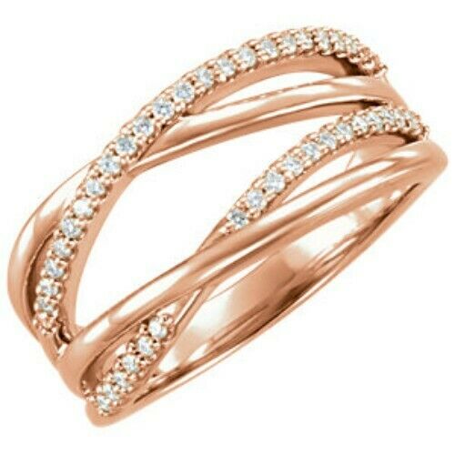 14KT Rose Gold Pave Diamond Weave Band Ring, 14KT Rose Gold Pave Diamond Weave Band Ring - Legacy Saint Jewelry