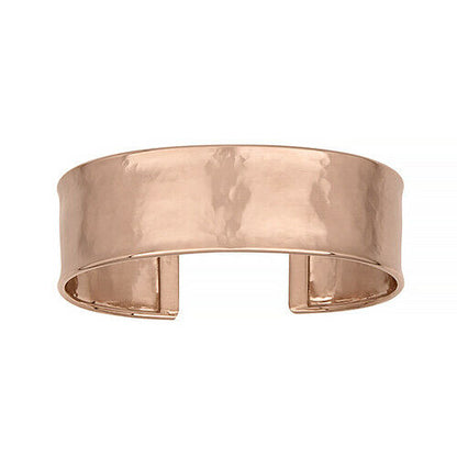 14KT Rose Gold Hammered Cuff Bracelet 19mm, 14KT Rose Gold Hammered Cuff Bracelet 19mm - Legacy Saint Jewelry