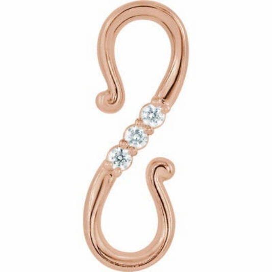 14KT Rose Gold Diamond S-Hook Extender Clasp, 14KT Rose Gold Diamond S-Hook Extender Clasp - Legacy Saint Jewelry