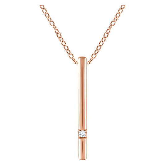 14KT Rose Gold Vertical Diamond Bar Necklace, 14KT Rose Gold Vertical Diamond Bar Necklace - Legacy Saint Jewelry