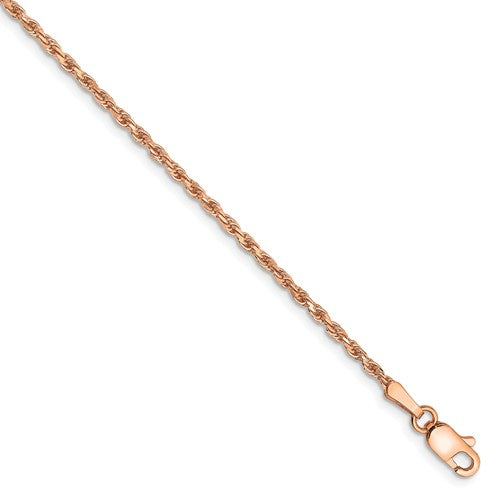 14KT Rose Gold Diamond-Cut Cable Chain Anklet 1.8mm, 14KT Rose Gold Diamond-Cut Cable Chain Anklet 1.8mm - Legacy Saint Jewelry