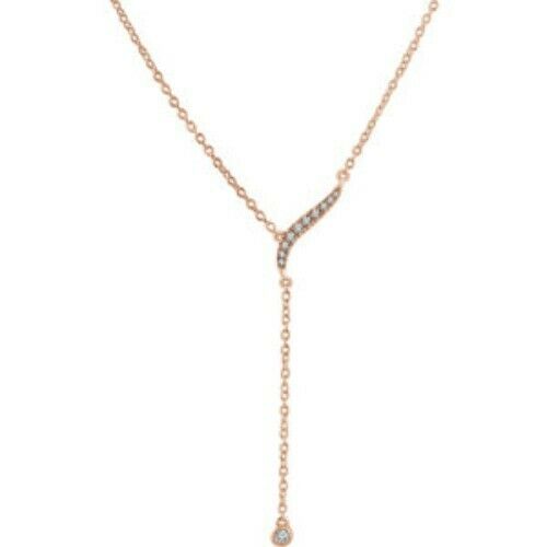 14KT Rose Gold Bezel Diamond Lariat Necklace, 14KT Rose Gold Bezel Diamond Lariat Necklace - Legacy Saint Jewelry