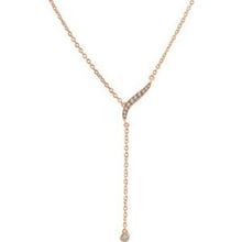 Load image into Gallery viewer, 14KT Rose Gold Bezel Diamond Lariat Necklace, 14KT Rose Gold Bezel Diamond Lariat Necklace - Legacy Saint Jewelry