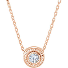 Load image into Gallery viewer, 14KT Rose Gold Diamond Bezel Rope Chain Necklace, 14KT Rose Gold Diamond Bezel Rope Chain Necklace - Legacy Saint Jewelry
