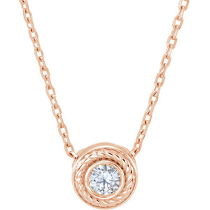 14KT Rose Gold Diamond Bezel Rope Chain Necklace, 14KT Rose Gold Diamond Bezel Rope Chain Necklace - Legacy Saint Jewelry