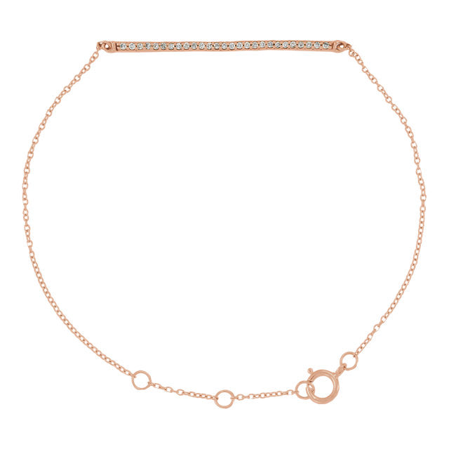 14KT Rose Gold 1/6 CT Diamond Bar Chain Bracelet, 14KT Rose Gold 1/6 CT Diamond Bar Chain Bracelet - Legacy Saint Jewelry