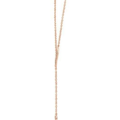 14KT Rose Gold Bezel Diamond Lariat Necklace, 14KT Rose Gold Bezel Diamond Lariat Necklace - Legacy Saint Jewelry