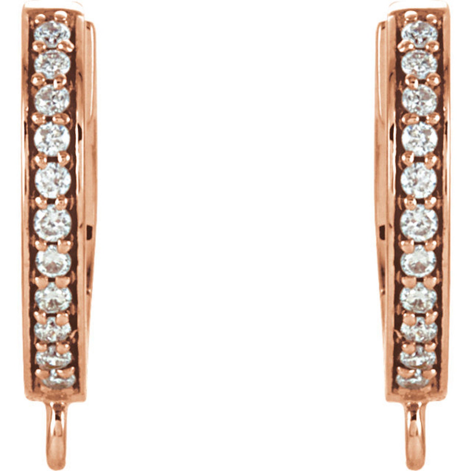 14KT Rose Gold Pave Diamond Huggie Hoop Earrings, 14KT Rose Gold Pave Diamond Huggie Hoop Earrings - Legacy Saint Jewelry