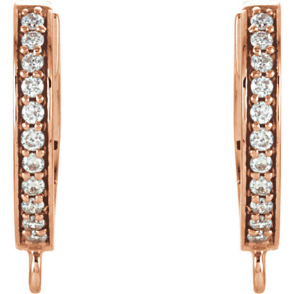 14KT Rose Gold Pave Diamond Huggie Hoop Earrings, 14KT Rose Gold Pave Diamond Huggie Hoop Earrings - Legacy Saint Jewelry