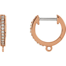 Load image into Gallery viewer, 14KT Rose Gold Pave Diamond Huggie Hoop Earrings, 14KT Rose Gold Pave Diamond Huggie Hoop Earrings - Legacy Saint Jewelry