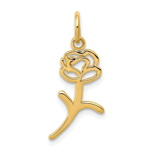 14KT Yellow Gold Rose Cut-Out Pendant Charm, 14KT Yellow Gold Rose Cut-Out Pendant Charm - Legacy Saint Jewelry