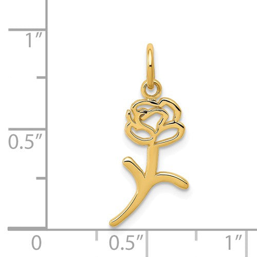 14KT Yellow Gold Rose Cut-Out Pendant Charm, 14KT Yellow Gold Rose Cut-Out Pendant Charm - Legacy Saint Jewelry