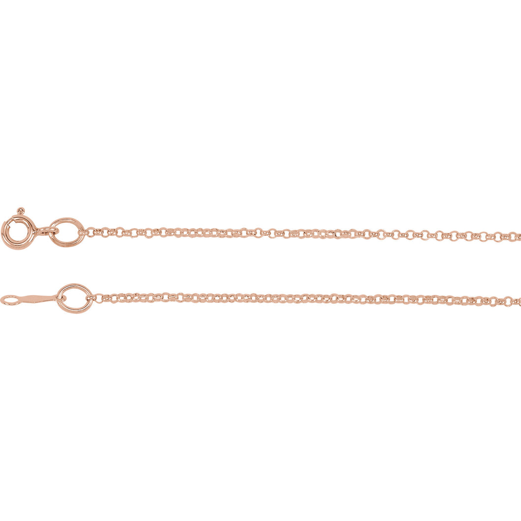 14KT Rose Gold Rolo Link Chain Necklace 1.5mm, 14KT Rose Gold Rolo Link Chain Necklace 1.5mm - Legacy Saint Jewelry