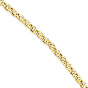 14KT Yellow Gold Polished Fancy Rolo Link Bracelet, 14KT Yellow Gold Polished Fancy Rolo Link Bracelet - Legacy Saint Jewelry