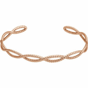 14KT Rose Gold Cable Rope Twist Bangle Bracelet, 14KT Rose Gold Cable Rope Twist Bangle Bracelet - Legacy Saint Jewelry