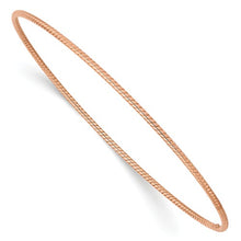 Load image into Gallery viewer, 14KT Rose Gold Thin Rope Twist Slip-On Bangle Bracelet 1.5mm, 14KT Rose Gold Thin Rope Twist Slip-On Bangle Bracelet 1.5mm - Legacy Saint Jewelry