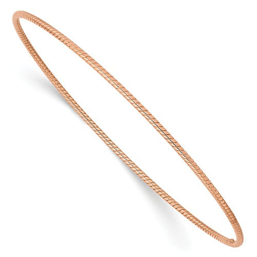 14KT Rose Gold Thin Rope Twist Slip-On Bangle Bracelet 1.5mm, 14KT Rose Gold Thin Rope Twist Slip-On Bangle Bracelet 1.5mm - Legacy Saint Jewelry