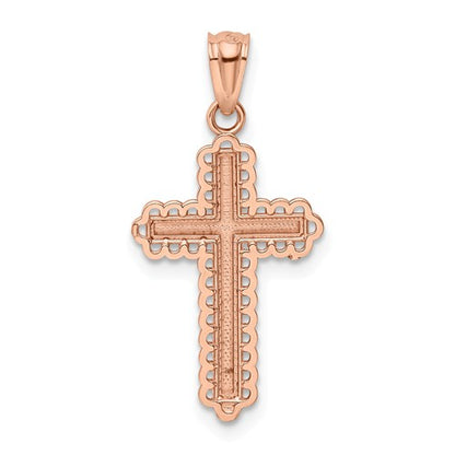 OOO 14KT Rose Gold Diamond-Cut Cross Pendant Charm, OOO 14KT Rose Gold Diamond-Cut Cross Pendant Charm - Legacy Saint Jewelry