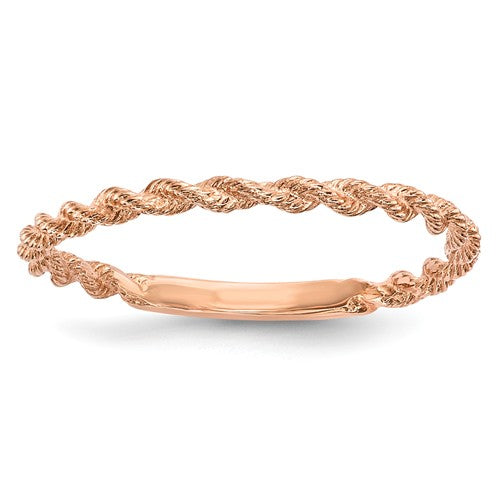 14KT Rose Gold Diamond-Cut Rope Band Ring Size 7.5, 14KT Rose Gold Diamond-Cut Rope Band Ring Size 7.5 - Legacy Saint Jewelry